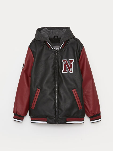 LCW Kids Kapüşonlu Deri Görünümlü Erkek Çocuk Mont - W34837Z4-CVL