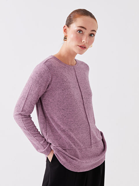 LCWAIKIKI Basic Bisiklet Yaka Düz Uzun Kollu Kadın Bluz - W34956Z8-LBY