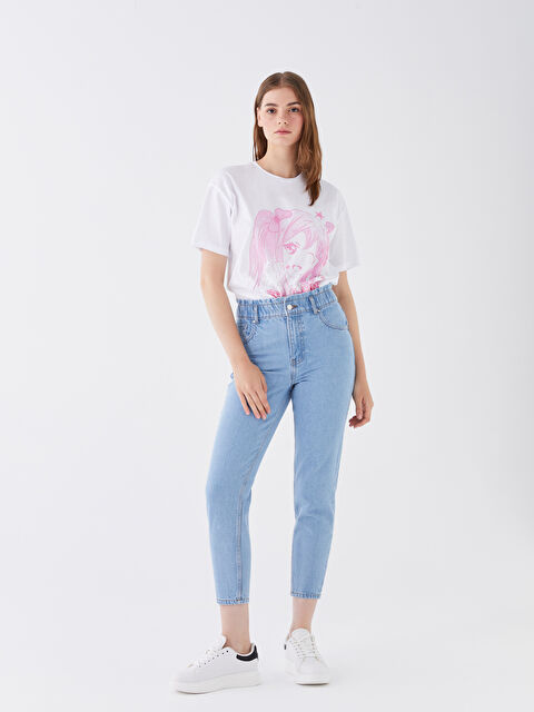 XSIDE Elasticated Waist Mom Fit Women's Jeans - W34986Z8-S54