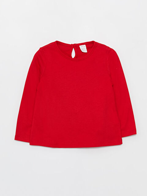 LCW baby Bisiklet Yaka Basic Kız Bebek Tişört - W35061Z1-HNK