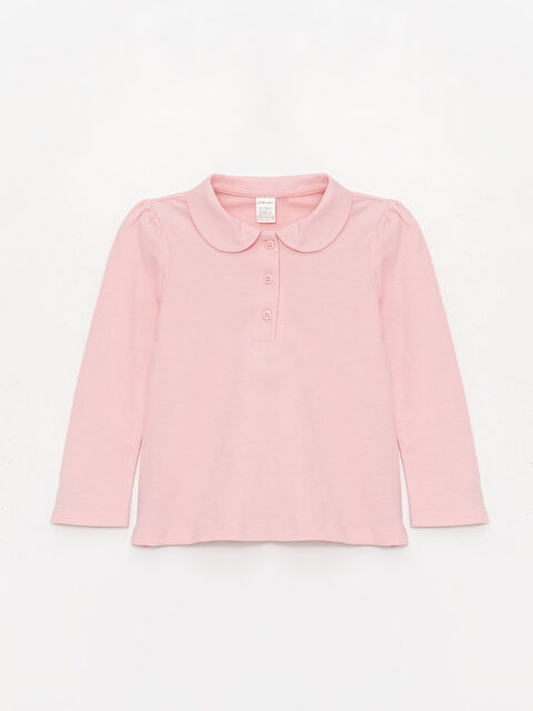 LCW baby Bebe Yaka Uzun Kollu Basic Kız Bebek Tişört - W35062Z1-FLX