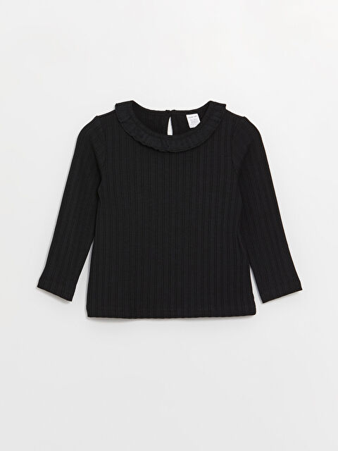 LCW baby Bisiklet Yaka Uzun Kollu Kız Bebek Tişört - W35073Z1-CVL