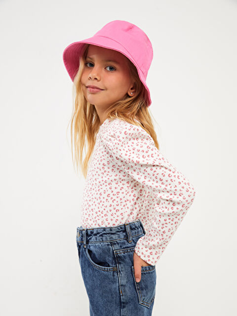 LCW Kids Dik Yaka Desenli Uzun Kollu Kız Çocuk Tişört - W35169Z4-LRA