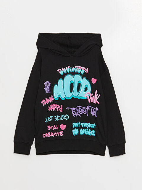 LCW Kids Baskılı Uzun Kollu Kız Çocuk Hoodie - W35285Z4-CVL