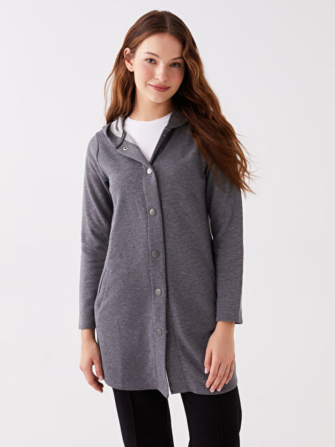 LCWAIKIKI Basic Kapüşonlu Düz Uzun Kollu Kadın Spor Hırka - W35331Z8-D3A