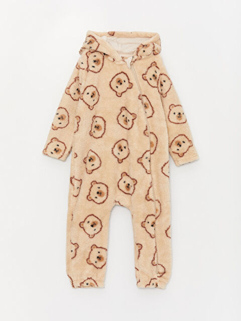 LCW baby Kapüşonlu Erkek Bebek Pelüş Tulum  (0-12 Ay Patikli, 12 Ay+ Patiksiz) - W35434Z1-LQB