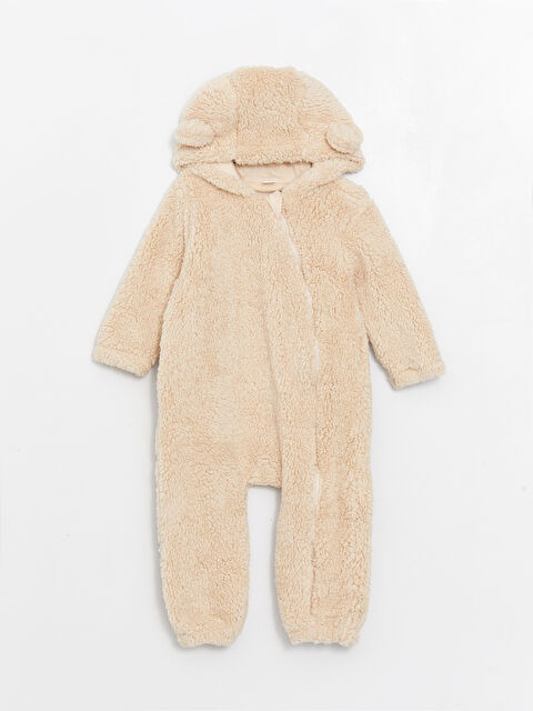 LCW baby Kapüşonlu Uzun Kollu Pelüş Kız Bebek Tulum - W35437Z1-V49