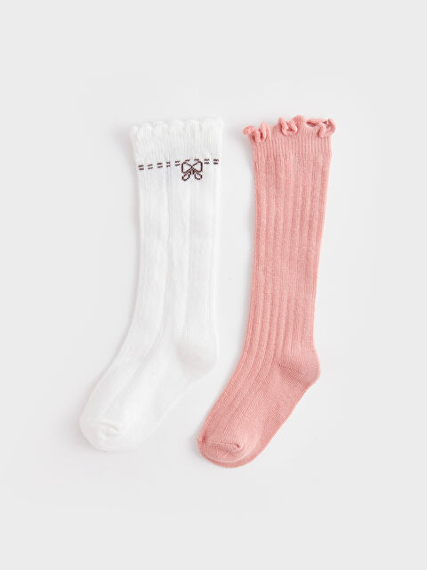 LCW baby Kendinden Desenli Kız Bebek Soket Çorap 2'li - W35499Z1-FDU