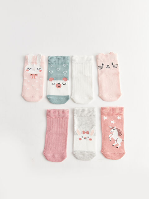 LCW baby Desenli Kız Bebek Soket Çorap 7'li - W35509Z1-QVF