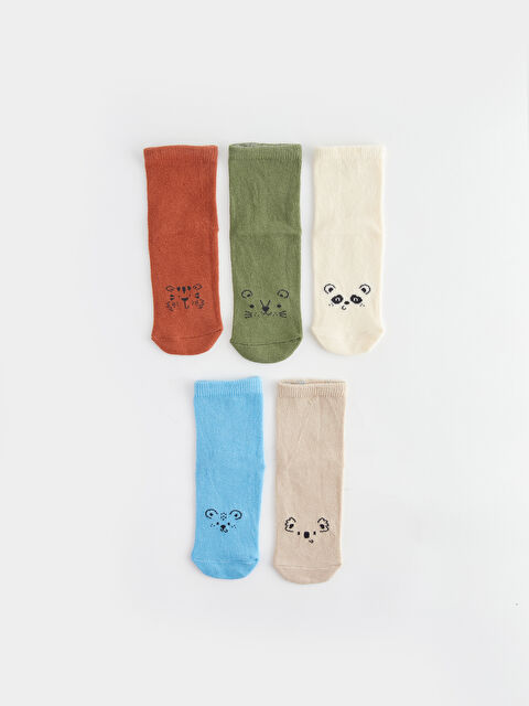 LCW baby Baskılı Erkek Bebek Soket Çorap 5'li - W35586Z1-DXY