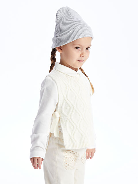 LCW baby Bisiklet Yaka Kız Bebek Triko Süveter - W35674Z1-FES