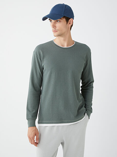 XSIDE Bisiklet Yaka Uzun Kollu Erkek Tişört - W35781Z8-S8V