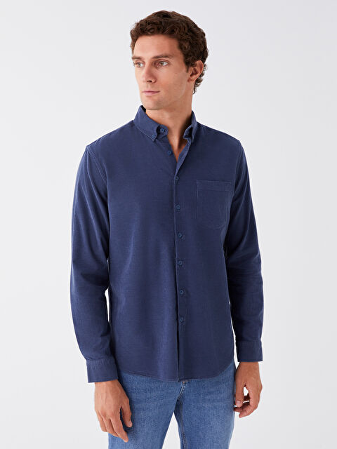 LCWAIKIKI Classic Regular Fit Uzun Kollu Kadife Erkek Gömlek - W35889Z8-JM3