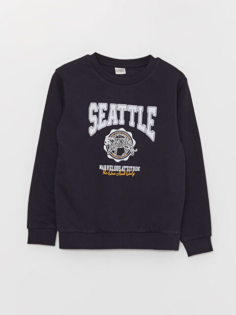 LCW Kids Bisiklet Yaka Baskılı Uzun Kollu Erkek Çocuk Sweatshirt - W36037Z4-HSA