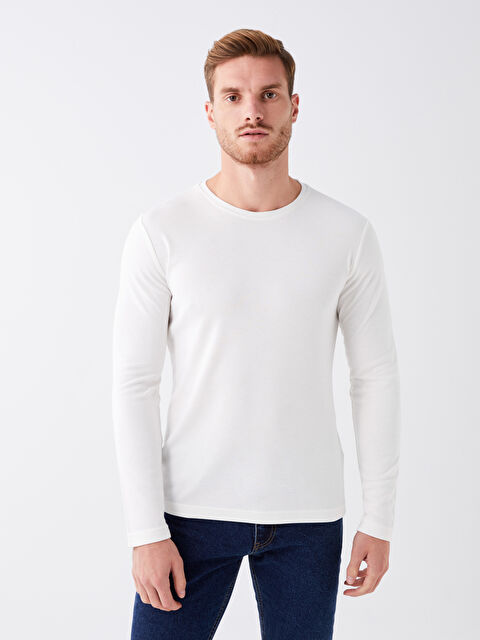 LCWAIKIKI Classic Bisiklet Yaka Uzun Kollu Erkek Tişört - W36275Z8-V8Y