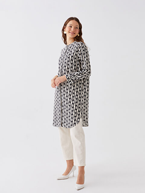 LCWAIKIKI Classic Hakim Yaka Desenli Uzun Kollu Kadın Tunik - W36310Z8-LRA