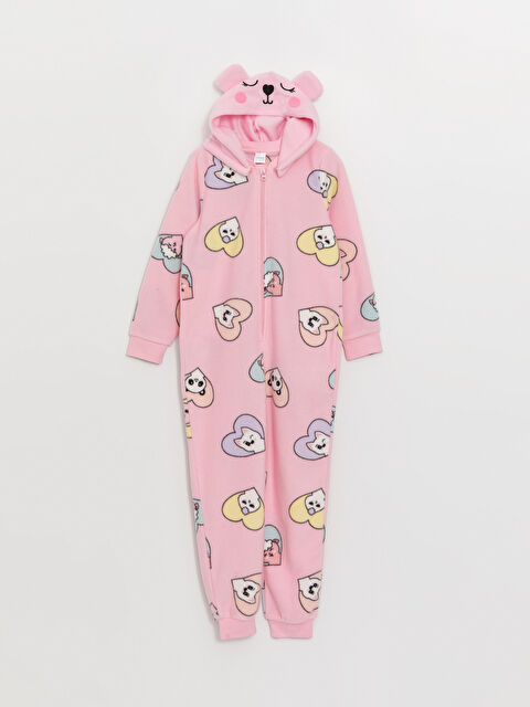 LCW Kids Kapüşonlu Desenli Polar Kız Çocuk Uyku Tulumu - W36370Z4-LT4