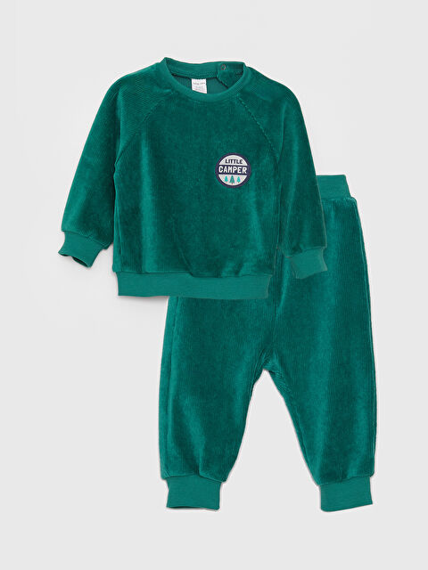 LCW baby Bisiklet Yaka Uzun Kollu Baskılı Erkek Bebek Tişört ve Pantolon 2'li Takım - W36372Z1-S6T