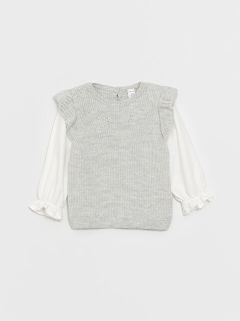 LCW baby Bisiklet Yaka Uzun Kollu Kız Bebek Kazak - W36467Z1-JMD