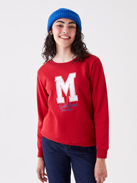 LCW Vision Bisiklet Yaka Nakışlı Kadın Kalın Sweatshirt - W36486Z8-R3P