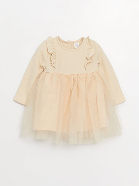 LCW baby Bisiklet Yaka Uzun Kollu Kız Bebek Elbise - W36591Z1-S6R