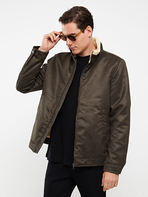 LCW Casual Standart Kalıp Dik Yaka Erkek Deri Görünümlü Mont - W36606Z8-K75