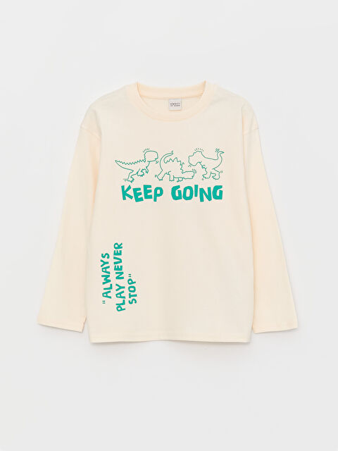 LCW Kids Rahat Kalıp Bisiklet Yaka Baskılı Erkek Çocuk Tişört - W36683Z4-FDP