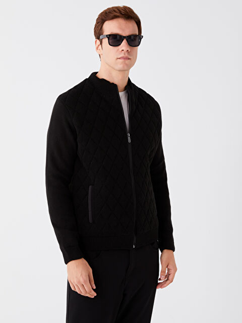 LCWAIKIKI Classic Standart Kalıp Dik Yaka Erkek Triko Mont - W36752Z8-CVL