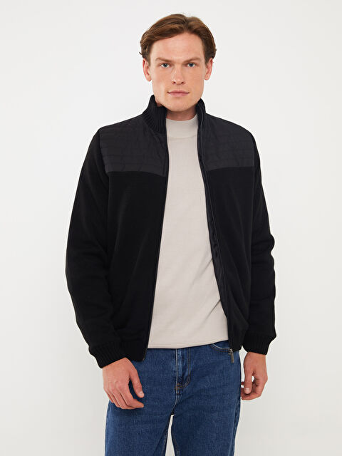 LCWAIKIKI Classic Standart Kalıp Dik Yaka Erkek Triko Mont - W36767Z8-CVL