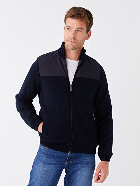 LCWAIKIKI Classic Standart Kalıp Dik Yaka Erkek Triko Mont - W36767Z8-RFH