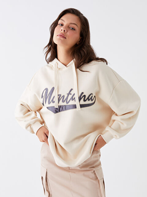 LCW Vision Baskılı Uzun Kollu Oversize Kadın Hoodie - W36812Z8-FF7