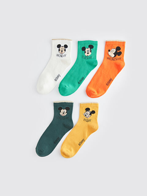 LCW DREAM Mickey Mouse Baskılı Kadın Soket Çorap 5'li - W36914Z8-FDU