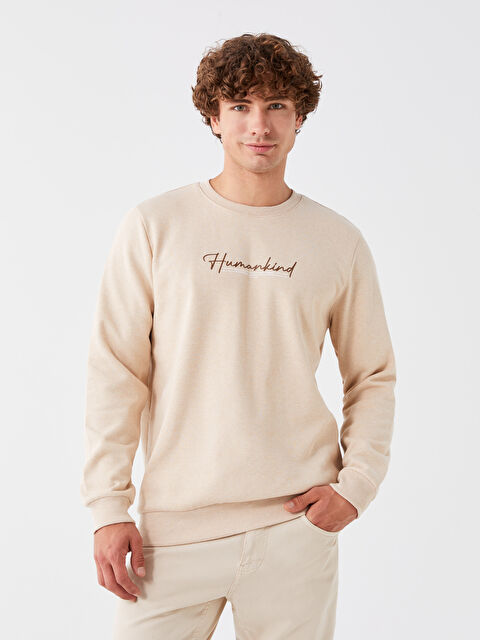 XSIDE Bisiklet Yaka Baskılı Erkek Kalın Sweatshirt - W37017Z8-HZZ