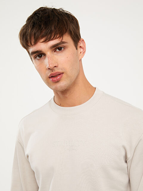 XSIDE Bisiklet Yaka Uzun Kollu Erkek Kalın Sweatshirt - W37028Z8-RTC