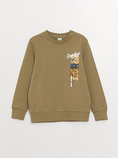 LCW Kids Bisiklet Yaka Baskılı Uzun Kollu Erkek Çocuk Tişört - W37161Z4-QZR