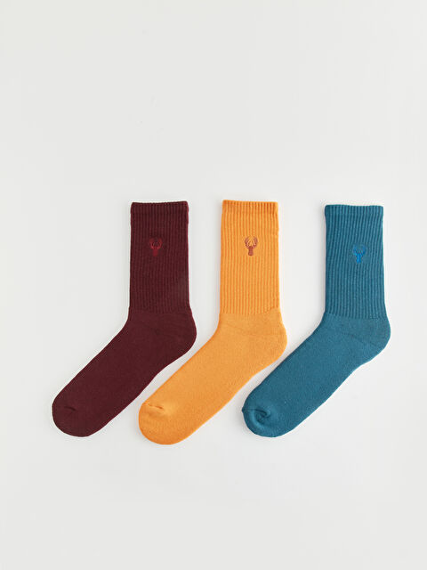LCW ACCESSORIES Nakışlı Erkek Soket Çorap 3'lü - W37537Z8-DKK