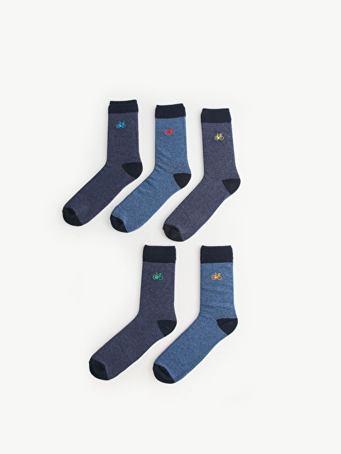 LCW ACCESSORIES Nakışlı Erkek Soket Çorap 5'li - W37552Z8-CRP