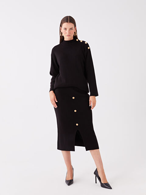 LCWAIKIKI Classic Elasticated Waist Slim Fit Women's Knitwear Skirt - W37799Z8-CVL