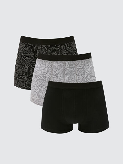 LC WAIKIKI سراويل بوكسر قطن مطاطي بقصة عادية للرجال - ٣ قطع - W37816Z8-LQJ