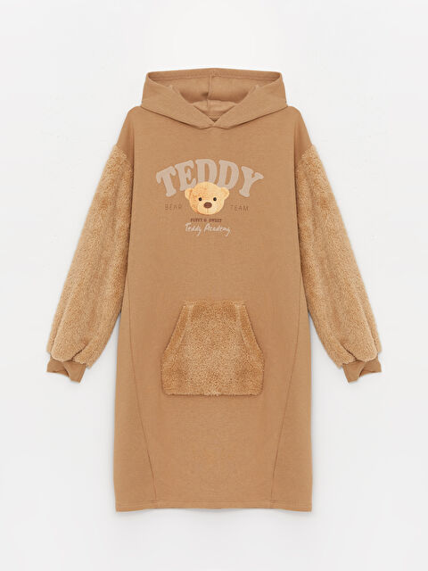 LCW Kids Kapüşonlu Baskılı Uzun Kollu Kız Çocuk Elbise - W37836Z4-VEZ