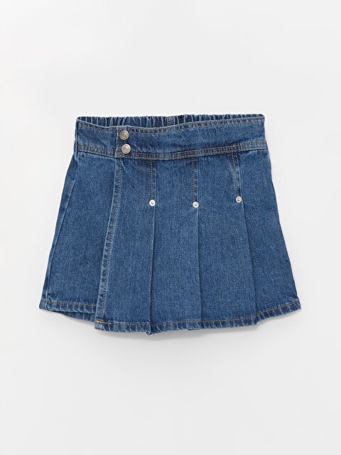 LCW Kids Beli Lastikli Kız Çocuk Jean Şort Etek - W37839Z4-H45