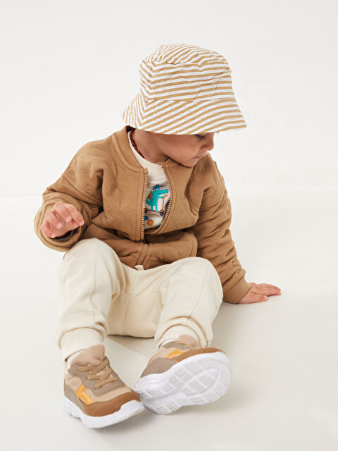 LCW baby Kolej Yaka Uzun Kollu Kapitoneli Erkek Bebek Fermuarlı Sweatshirt - W37849Z1-GMW