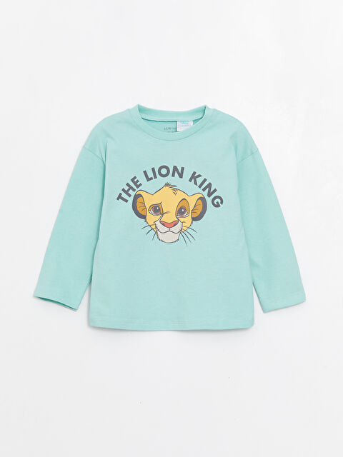 LCW Kids Bisiklet Yaka Uzun Kollu Aslan Kral Baskılı Erkek Çocuk Tişört - W37907Z1-FUZ