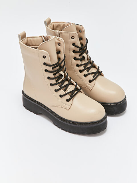 LCW STEPS Deri Görünümlü Topuklu Kadın Bot - W38208Z8-KNF