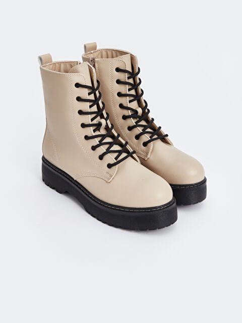 LCW STEPS Bağcıklı Deri Görünümlü Kadın Bot - W38402Z8-VBR