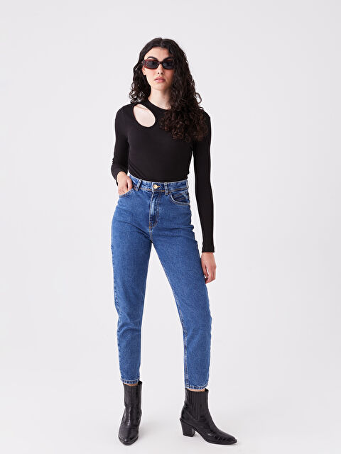 LCW Jeans Yüksek Bel Mom Fit Kadın Jean Pantolon - W38526Z8-507