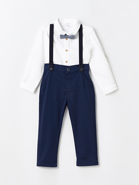LCW baby Erkek Bebek Pantolon Gömlek Papyon ve Pantolon Askısı 4'lü Takım - W38568Z1-Q6K