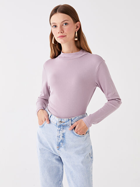 LCWAIKIKI Basic Funnel Neck Plain Long Sleeve Women's Body - W38595Z8-GCW