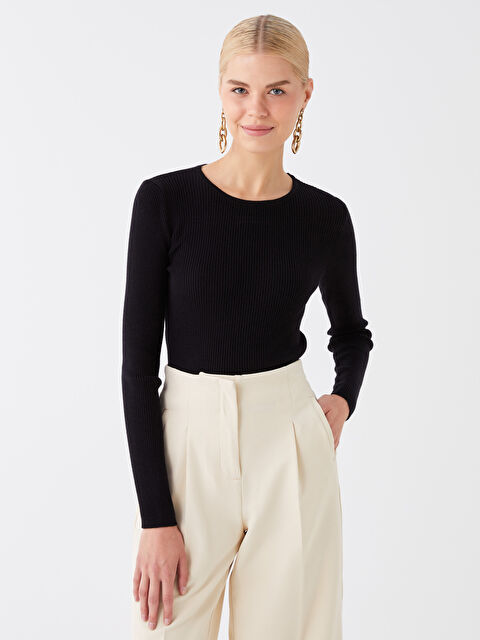 LCW Vision Crew Neck Plain Long Sleeve Women's Knitwear Sweater - W38705Z8-CVL