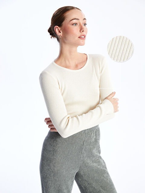 LCW Vision Crew Neck Plain Long Sleeve Women's Knitwear Sweater - W38705Z8-FDH